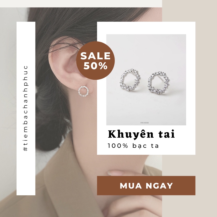 Khuyên tai nữ huyền thoại biển xanh, bông tai bạc ta cam kết không xỉn màu - Mã TSJB07