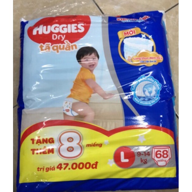 (Cộng miếng 8) Tã quần Huggies M74/L68/XL62/XXL56 +8