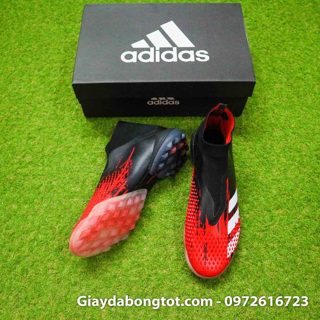 [Adidas giày]Giày đá banh không dây Adidas Predator 20+ TF màu đen đỏ | [Ảnh thật 100%] [Shop uy tín ?