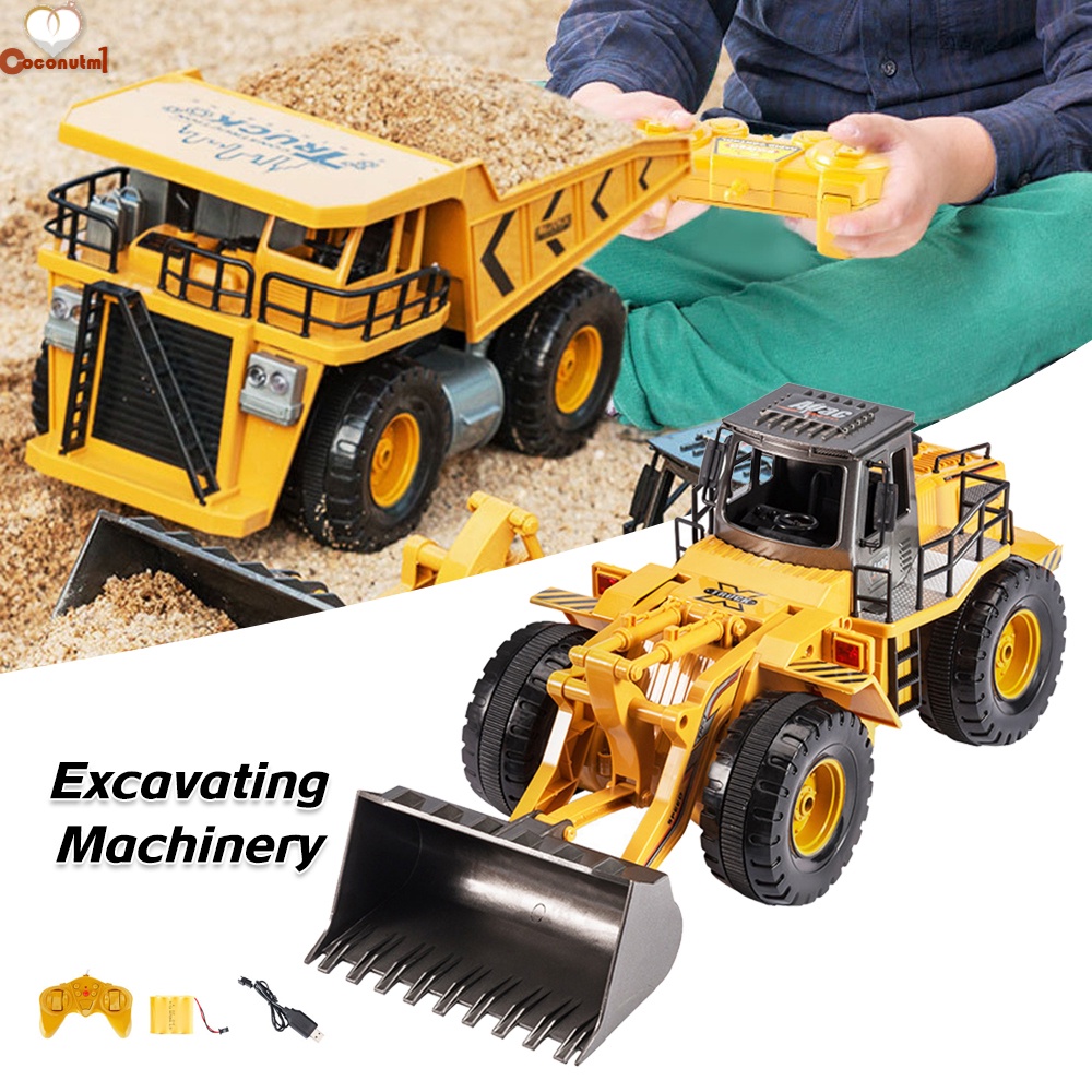Xe Xúc Đất Điều Khiển Từ Xa 6 Kênh Kèm Bộ Điều Khiển Từ Xa Siêu Bền Cho Trẻ Em