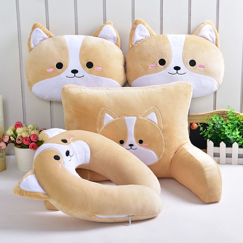 Bộ Gối Tựa Lưng Cho Xe Hơi Hình Chú Chó Corgi Đáng Yêu