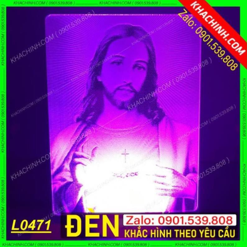 Đèn thờ khắc hình Chúa - nhận làm ảnh theo yêu cầu - Mẫu L0471-R có Remote thay đổi 16 màu