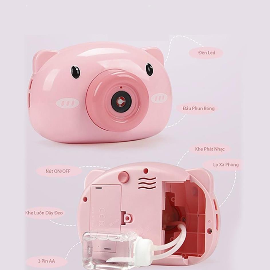 Máy chụp ảnh bắn bong bóng - Máy chụp hình chú heo dễ thương bắng bong bóng xà phòng dành cho các bé, hàng loại 1