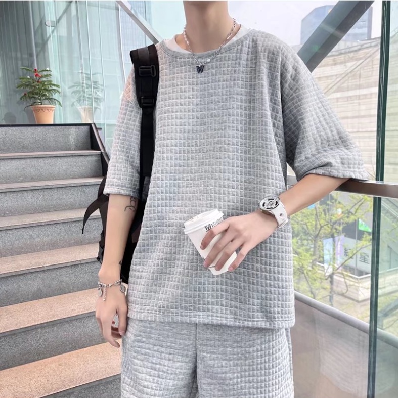 Set Áo Thun Và Quần Short Màu Trơn bộ thể thao nam Phong Cách Hàn Quốc đồ bộ thể thao nữ Đơn Giản Thời Trang đồ bộ thể thao nam