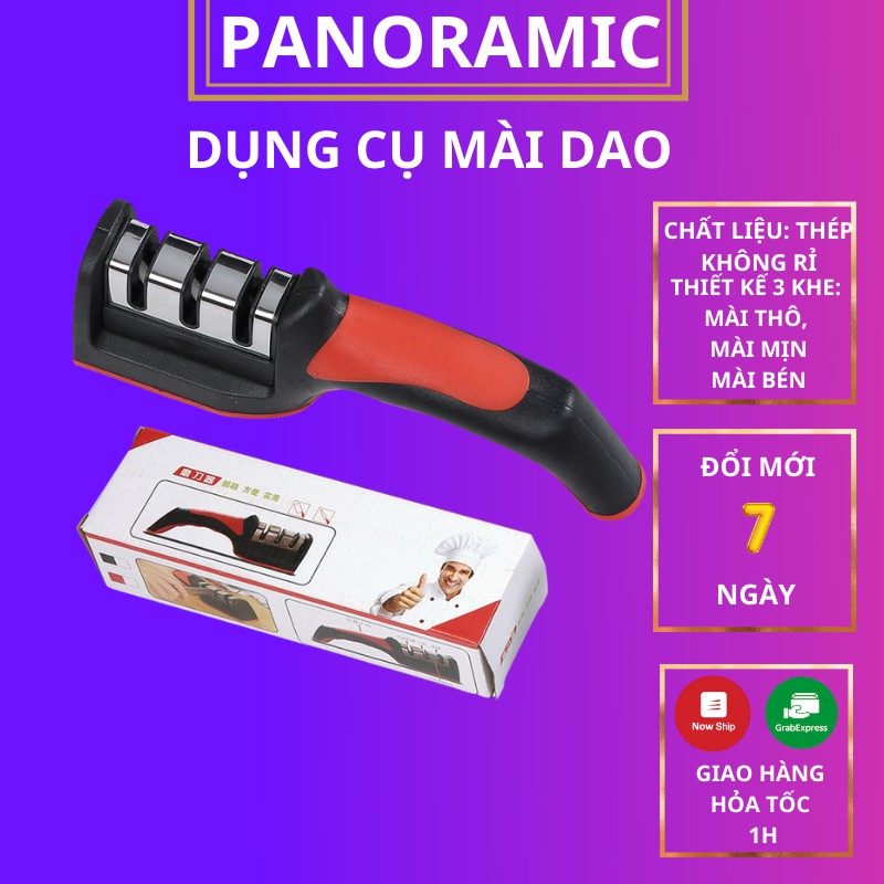 Dụng cụ mài dao kéo cầm tay 3 rãnh chất liệu thép không gỉ thiết kế an toàn, tiện dụng