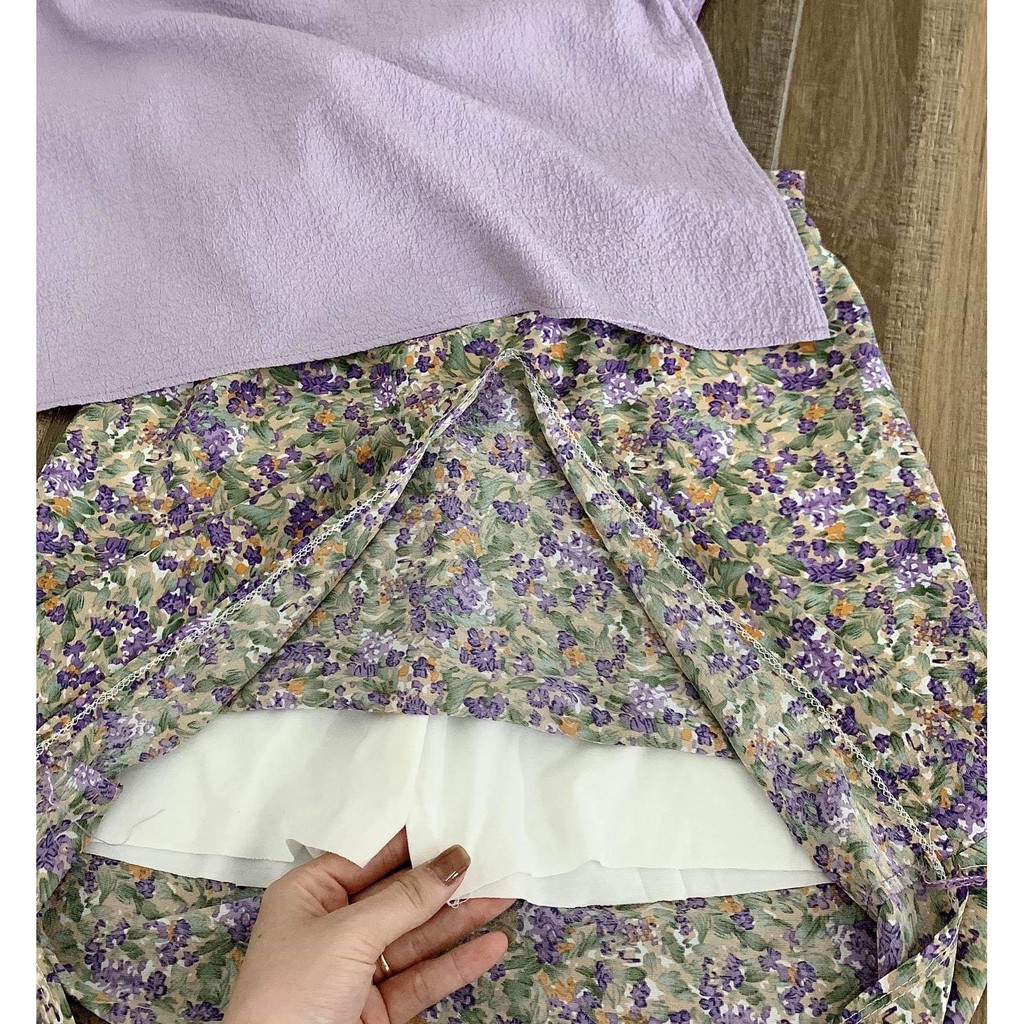 Sét Áo Nhăn Viền Mix Chân Váy Ngắn Hoa ❤️FREESHIP❤️ Set Đồ Bộ Chất Mềm Mịn - TT90075 | BigBuy360 - bigbuy360.vn