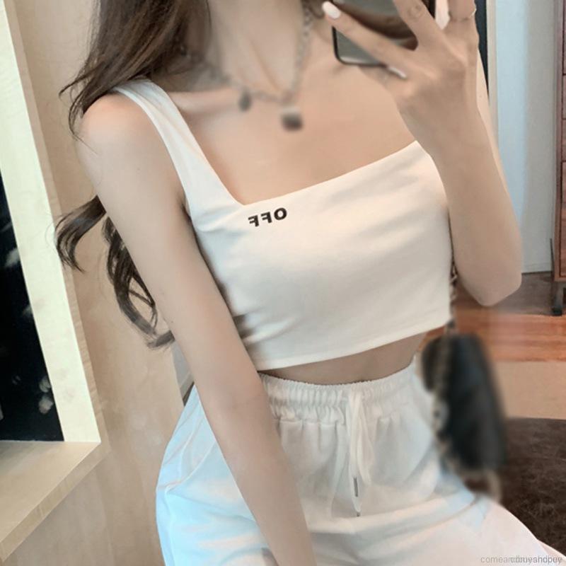 Áo Croptop Sát Nách Dáng Ôm In Chữ Cá Tính Thời Trang Mùa Hè