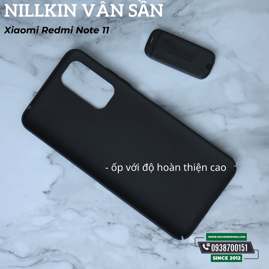 Ốp Lưng Xiaomi Redmi Note 11 Bản Quốc Tế Nillkin Vân Sần Super Frosted Shield Tặng Kèm Giá Đỡ