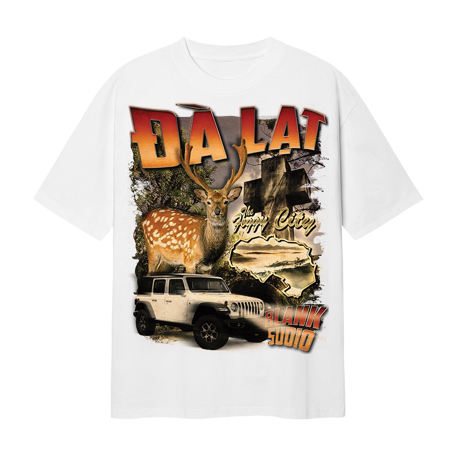 BLANK | Áo Thun ĐÀ LẠT Tay Lỡ Unisex - Đen/Trắng Cổ Tròn