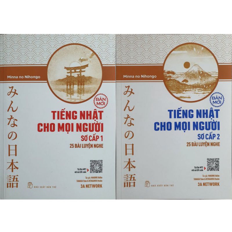 Sách - Combo Tiếng Nhật Minna no Nihongo Sơ Cấp 25 Bài Nghe Hiểu Tập 1 và 2 - Phiên Bản Mới