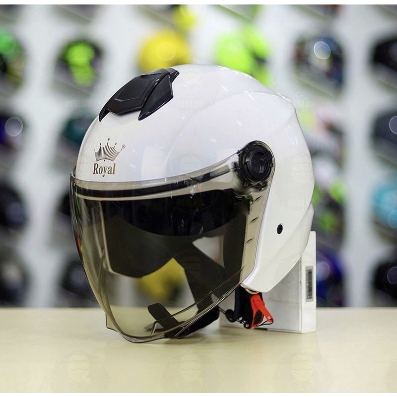 MŨ BẢO HIỂM 3/4 XH01 TRẮNG BÓNG ( KÈM BỘ 4 LOGO KYT VÀ BH 12 THÁNG)