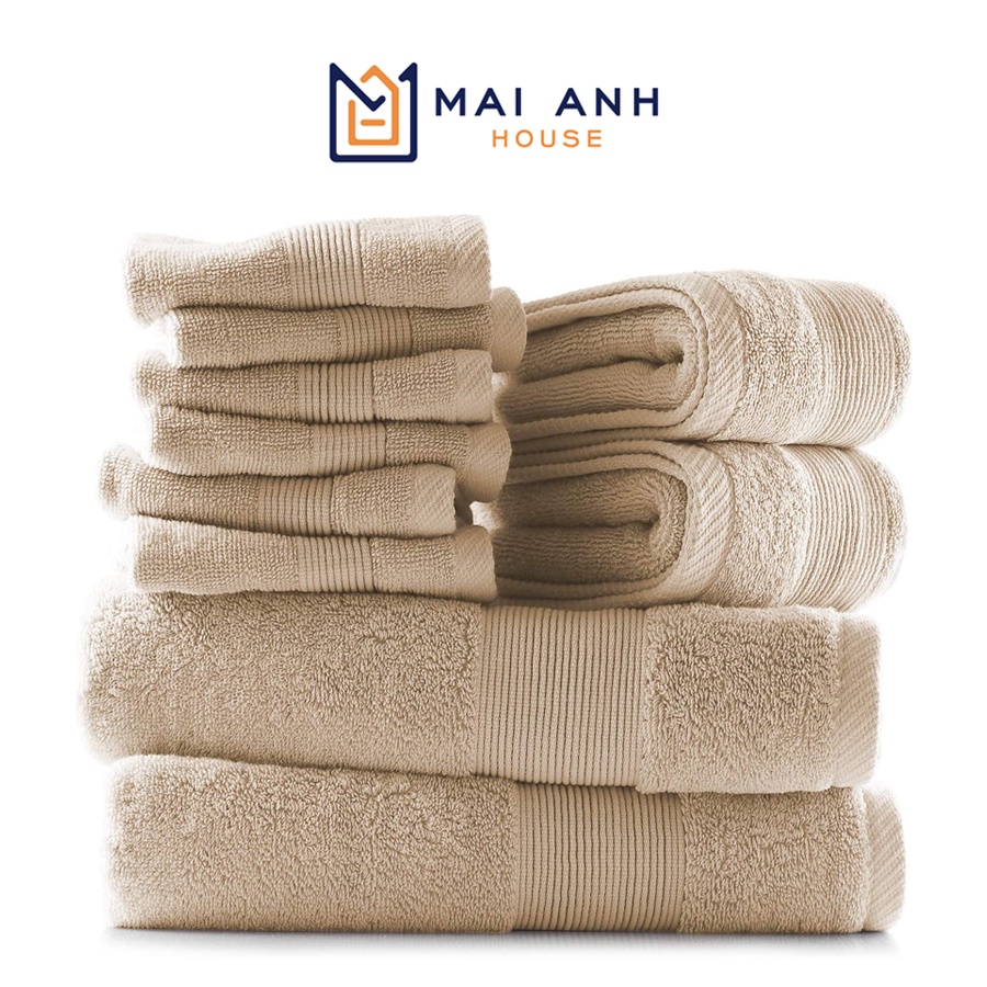 Khăn tắm gội đầu khăn lau mặt dùng cho Gia đình, Spa, Khách sạn 100% Cotton thấm hút vải mềm không ra màu Mai Anh House