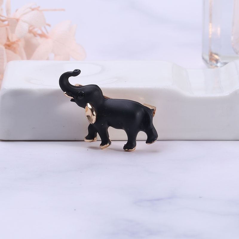 Trâm cài áo hình chú voi đen bằng hợp kim tráng men cho nam nữ