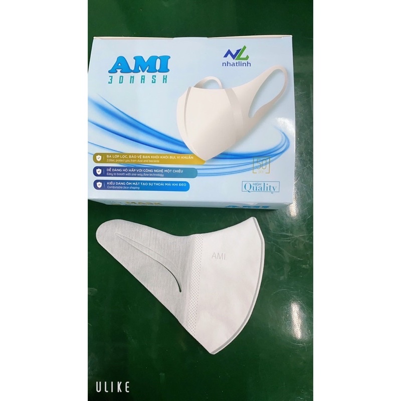 Khẩu trang 3D Mask AMI kháng khuẩn công nghệ nhật bản-hộp 50c