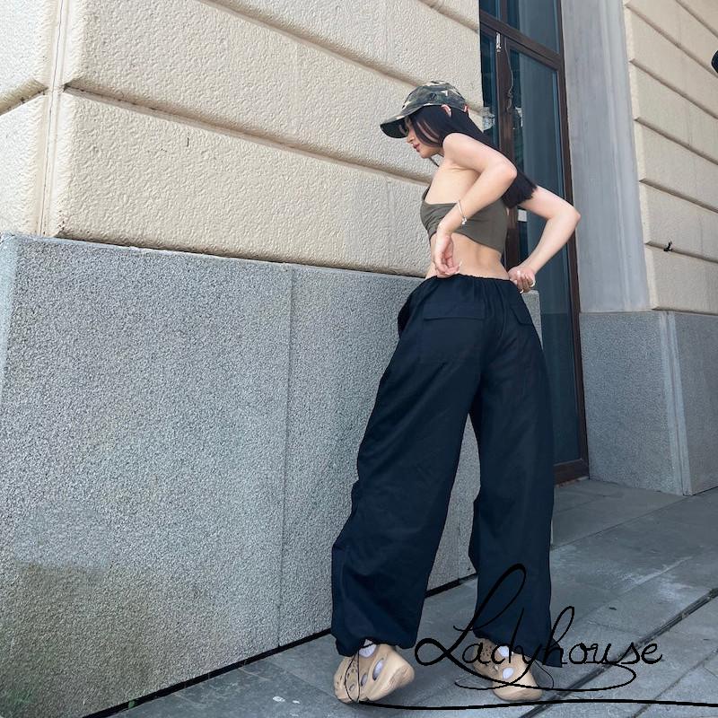 Quần Dài Dáng Rộng Lưng Thun Rút Dây Thời Trang Mùa Xuân Cho Nữ