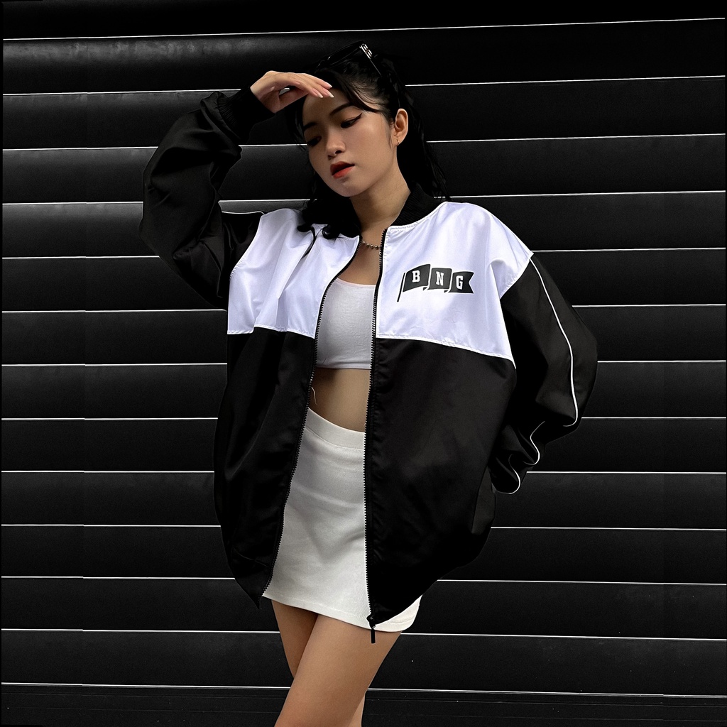 Áo khoác BADNOTGOOD BNG CLUB màu sắc Trắng - Đen