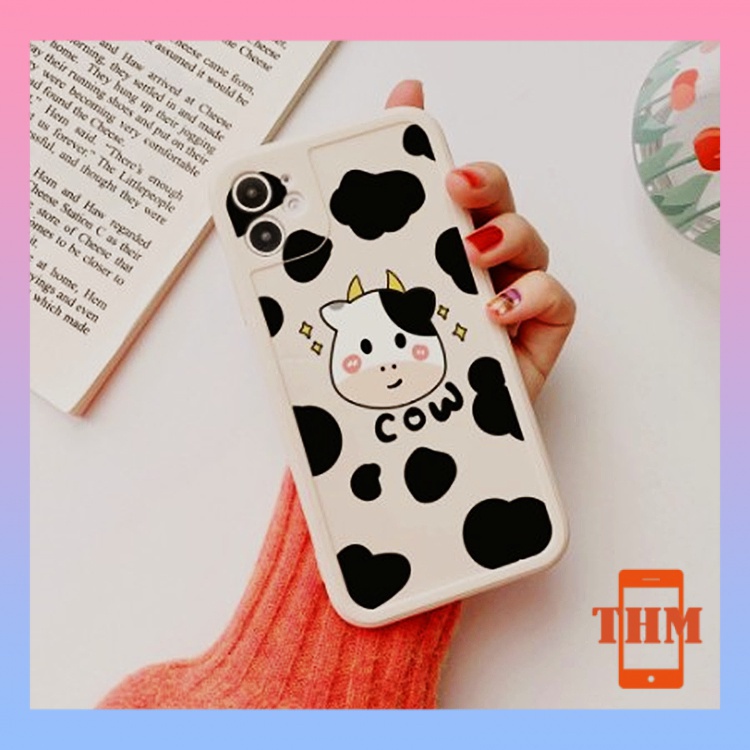 Ốp Điện Thoại Cạnh Vuông In Hình Bò Sữa Cho 6/6plus/6s/6splus/7/7plus/8/8plus/x/xs/xr/xsmax/11/12/13/pro/max/plus/promax/-945