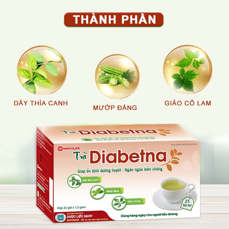 Trà Diabetna cho người tiểu đường - hỗ trợ hạ đường huyết và mỡ máu hộp 25 gói TDI