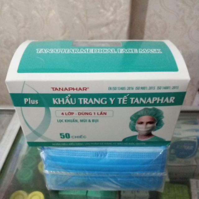 Khẩu trang y tế 4 lớp kháng khuẩn Tanaphar hôp 50 cai