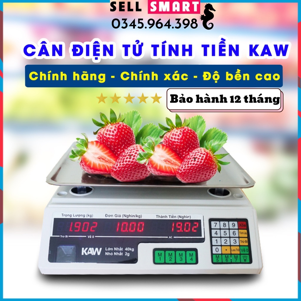 Cân Điện Tử Tính Tiền KAW 40Kg Cao Cấp Tiếng Việt, Cân Điện Tử Bán Hàng Tính Tiền Hoa Quả, Hải Sản Chính Xác - Bền Bỉ
