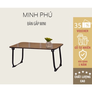 [GỖ THỊT 100%] Bàn làm việc gấp gọn trên giường, trên sofa, bàn gỗ gấp mini đẹp BẢO HÀNH 1 NĂM màu óc chó MINH PHÚ.