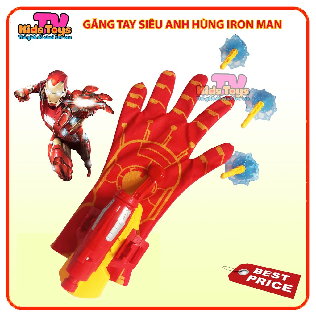 Đồ chơi găng tay siêu anh hùng người sắt IRON MAN có bắn hít đồ chơi hóa thân thành nhân vật bé yêu thích an toàn cho bé