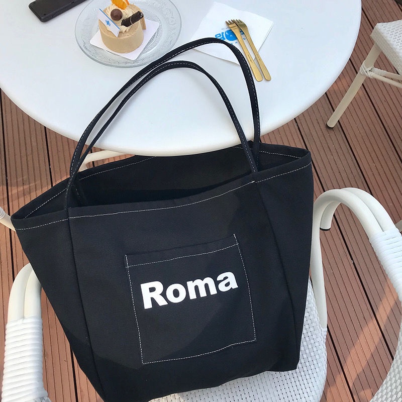 Túi xách bằng vải canvas cỡ lớn màu kẹo ngọt ngào thời trang Hàn Quốc cho nữ