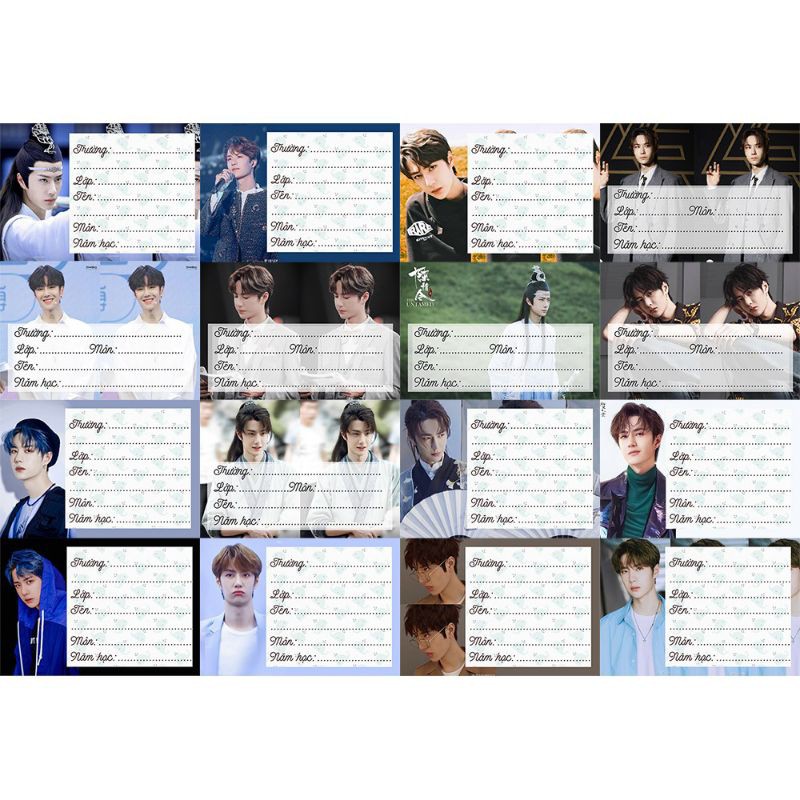 Nhãn / thời khóa biểu Tiêu Chiến Vương Nhất Bác Trần tình lệnh nhãn tên nhãn tập nhãn vở