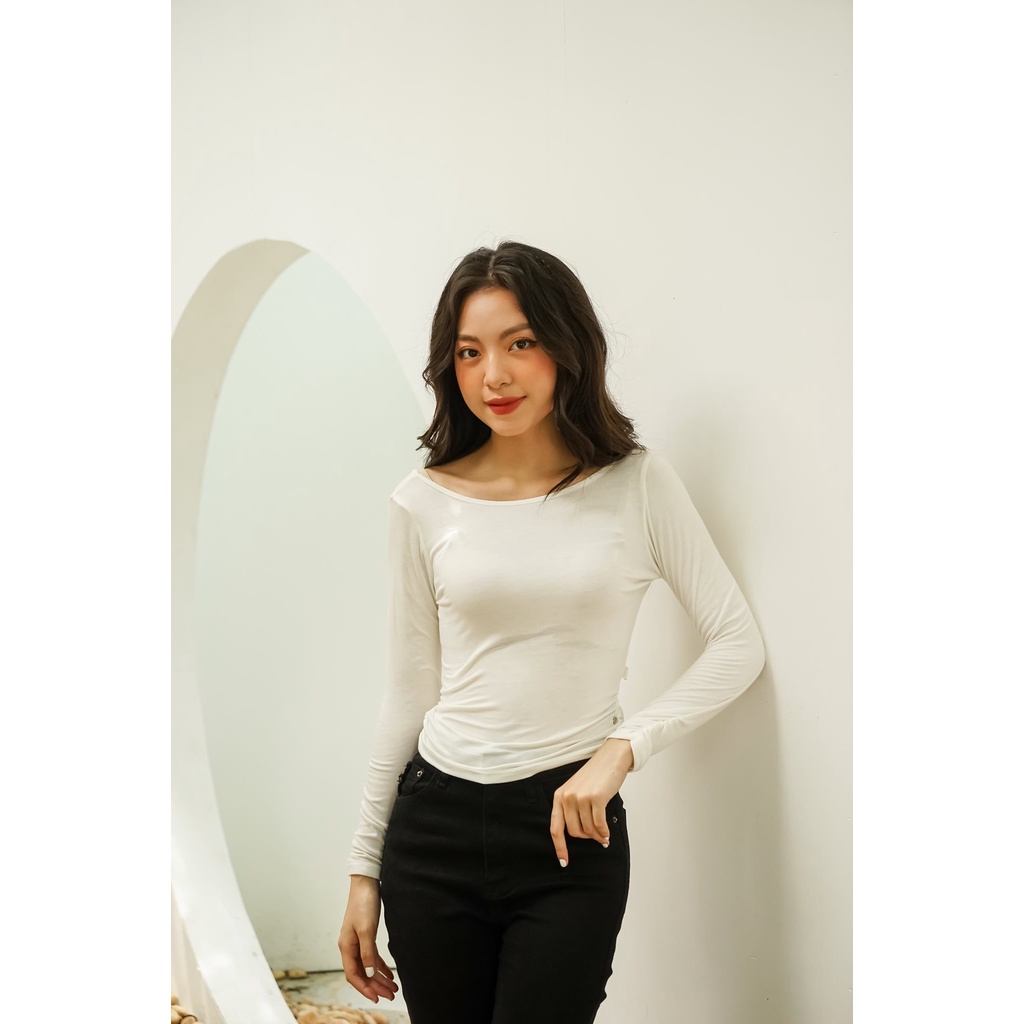Áo kiểu nữ basic dài tay bo eo Maeva [ Méo Shop ]