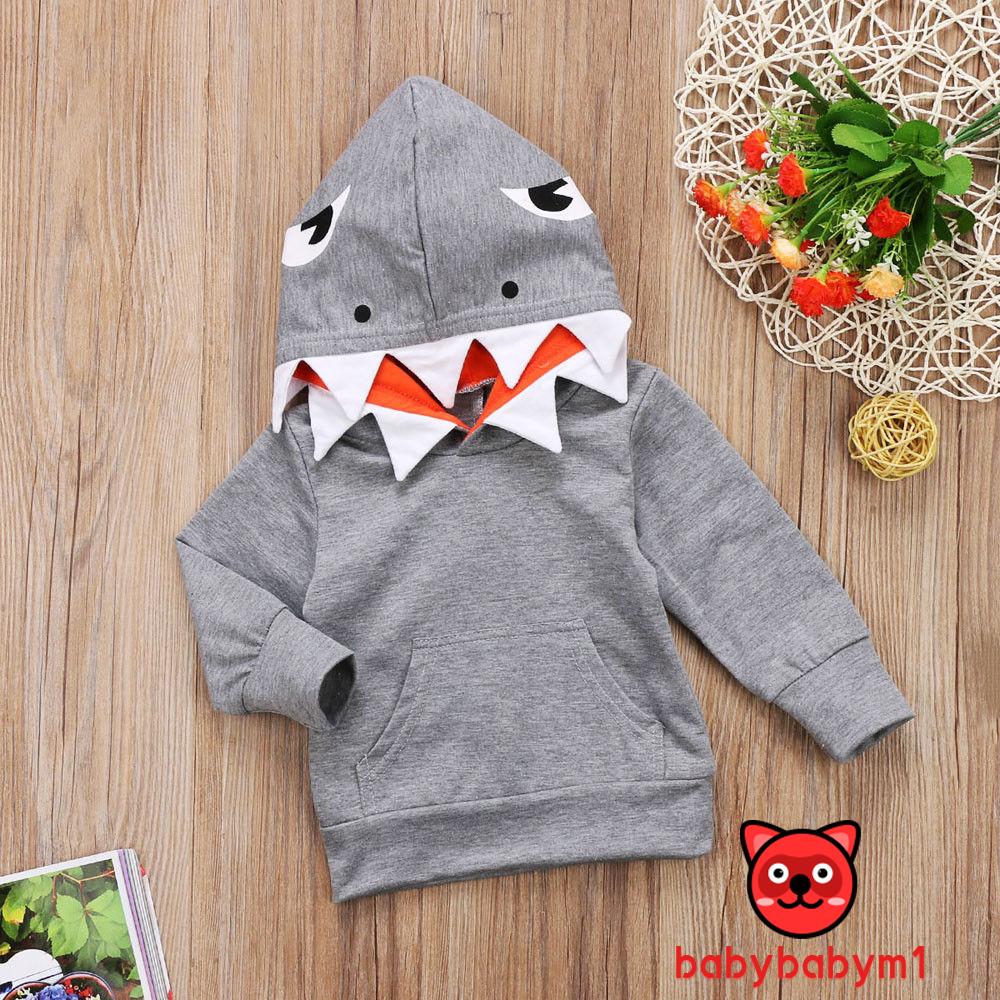 ì _ íCasual Toddler Kids Boys Shark Hooded Tops Hoodie Pocket Jacket Coat Outerwear