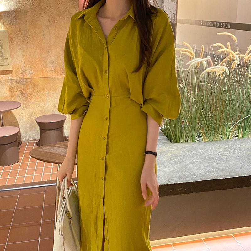 [SẴN VÀNG MÙ TẠT] Đầm sơ mi chic dáng suông sang trọng nhiều màu ulzzang | BigBuy360 - bigbuy360.vn
