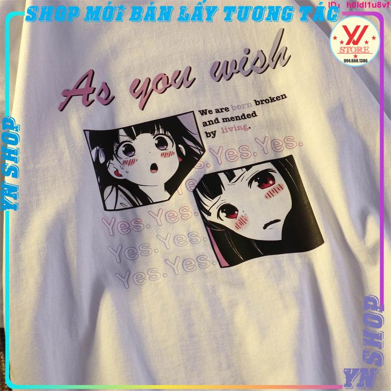 Áo thun tay lỡ nữ  Anime Nhật bản As You wish form rộng unisex ,Áo sweater tay dài nữ chất cotton