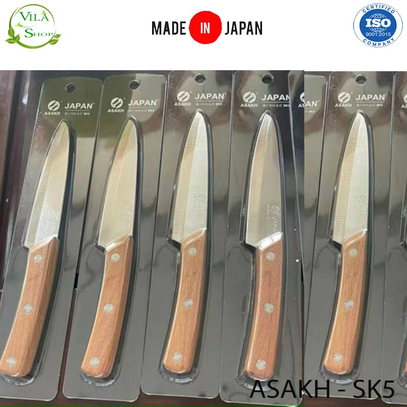 Dao Kéo Gọt Hoa Quả Cán Gỗ, Dao Nhật Nội Địa ASAKH - SK5 Chuyên Gọt - Cắt Hoa Quả Chất Liệu Inox Siêu Sắc