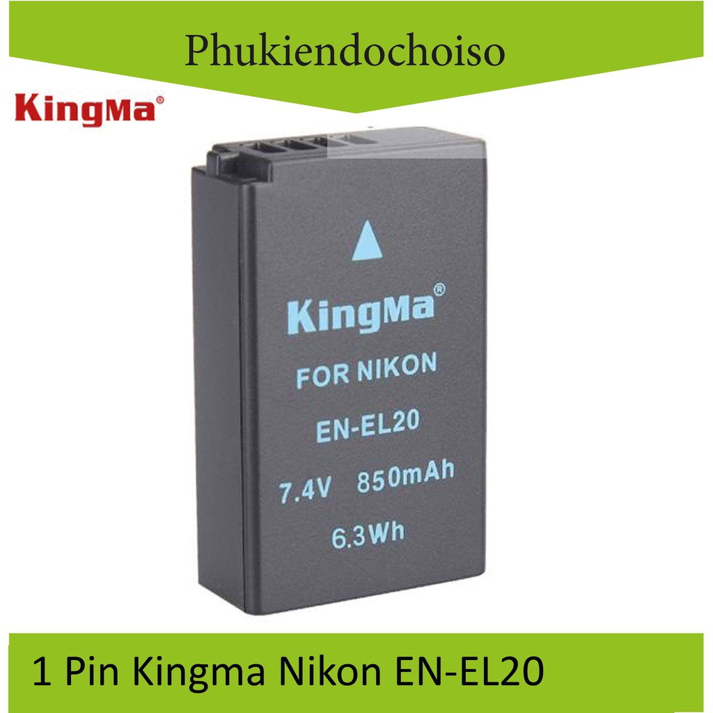 Bộ 1 pin 1 sạc Kingma cho Nikon EN-EL20 + Hộp đựng Pin, Thẻ nhớ