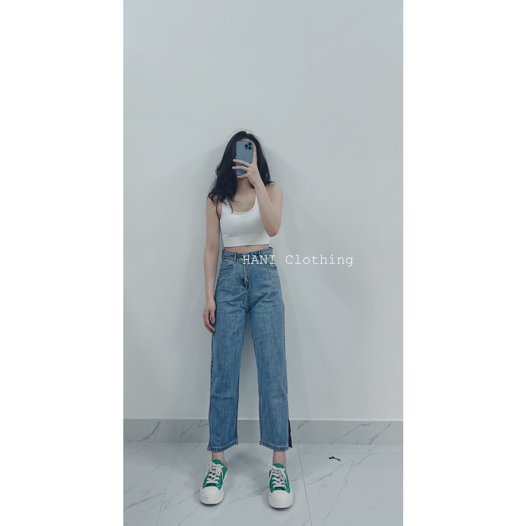 Quần Jeans Xuông Cạp Cao Xẻ Gấu | BigBuy360 - bigbuy360.vn