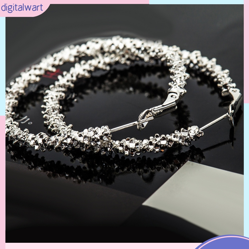 Đôi khuyên tai đồng màu bạc hình tròn kiểu dáng thời trang cho nữ