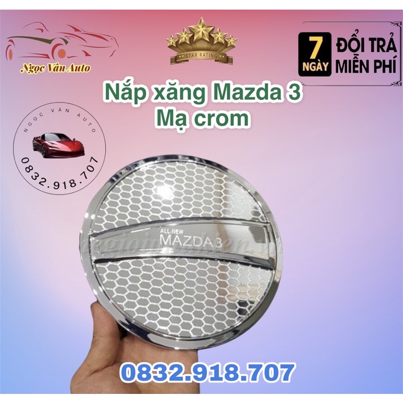 Ốp nắp bình xăng mazda 3 đời 2020 - 2021, 2 mẫu Carbon và mạ Crom