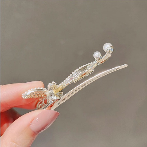 Haimeikang Kẹp tóc hình bướm đính kim cương nhân tạo và ngọc trai phong cách Hàn Quốc mới
