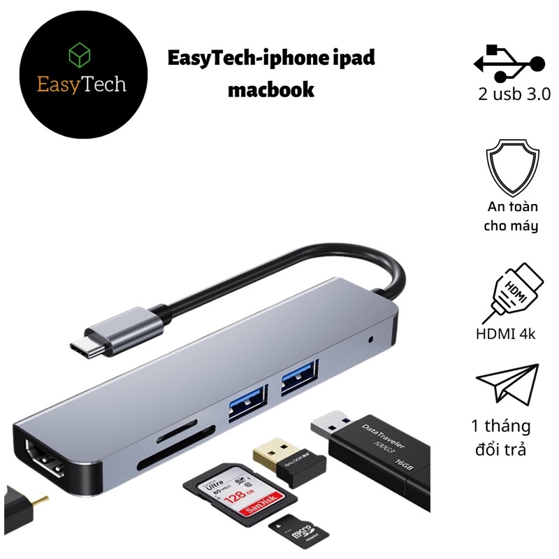 Hub type C HDMI 5 in 1 dành cho máy Mac và laptop