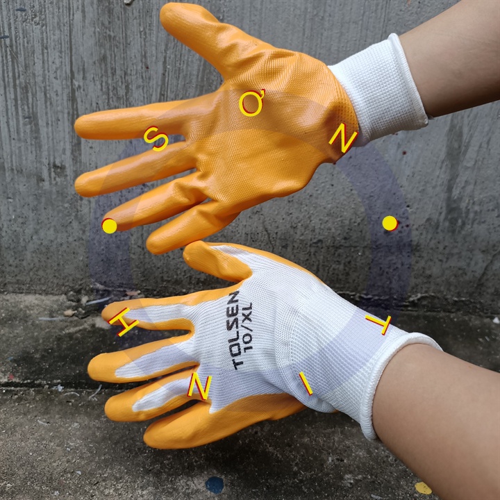 Bao tay vải phủ cao su chống trượt một mặt Tolsen 45010