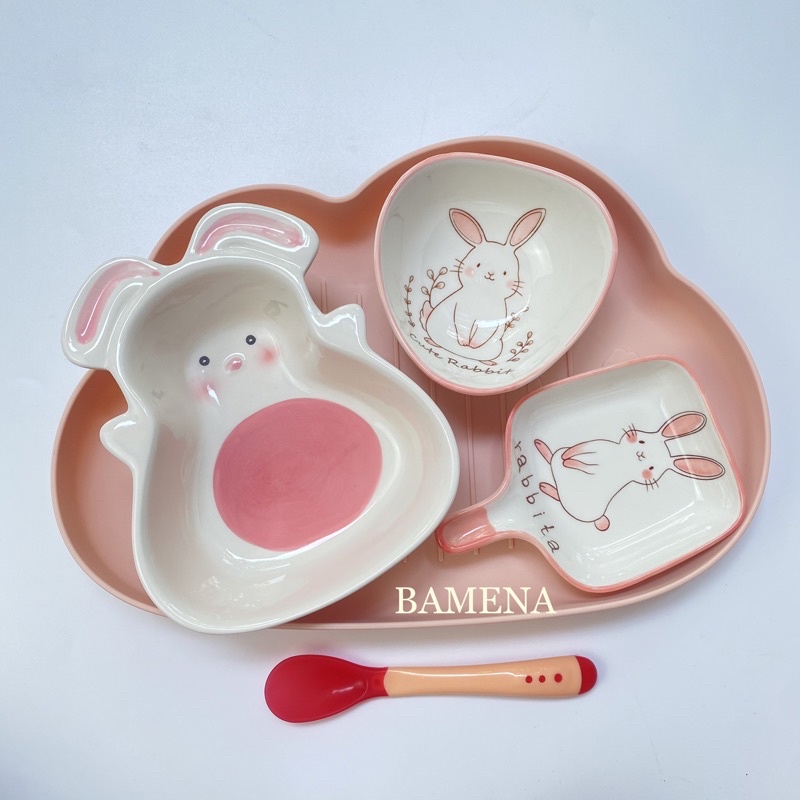 Combo bát ăn dặm gốm sứ cho bé Bamena