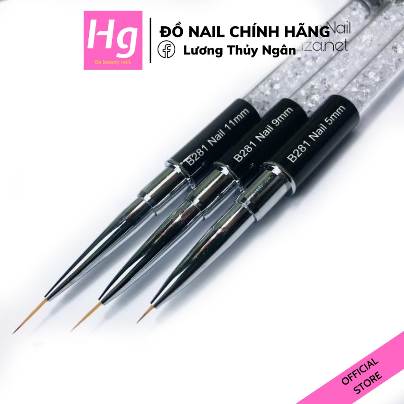 Cọ Nét Nail Cán Đá Vẽ Móng Nét Nhỏ Dài Mảnh 3 Size 5mm, 9mm, 11mm