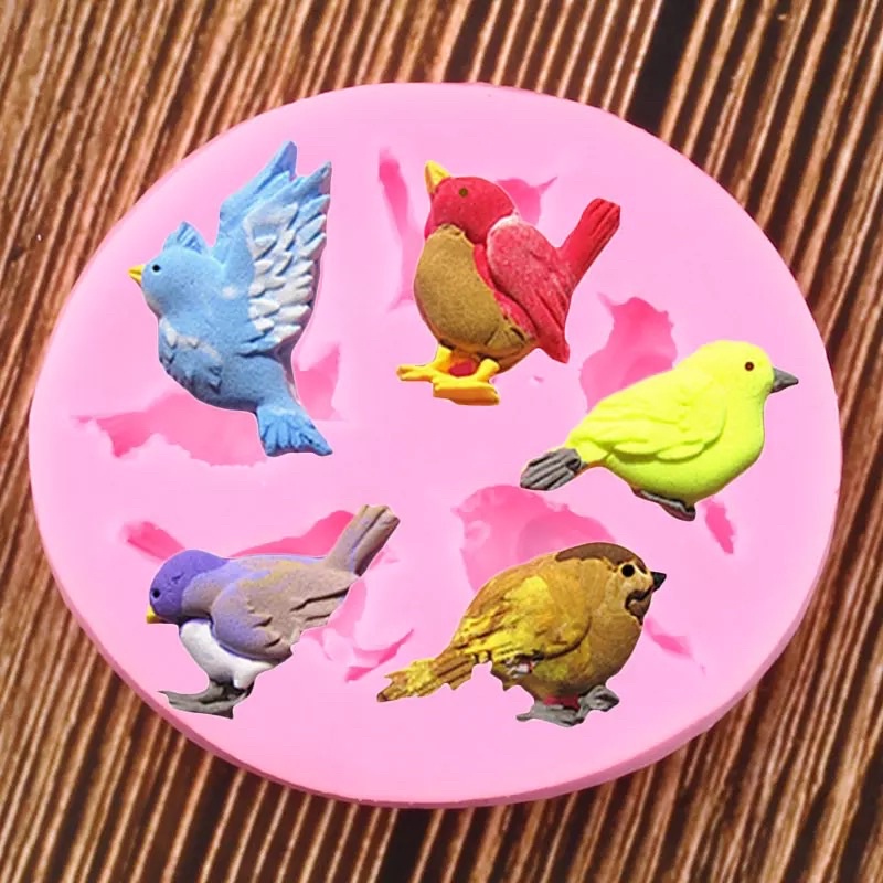 Tấm silicon hình con chim 3D làm fondant, trang trí bánh trung thu hiện đại