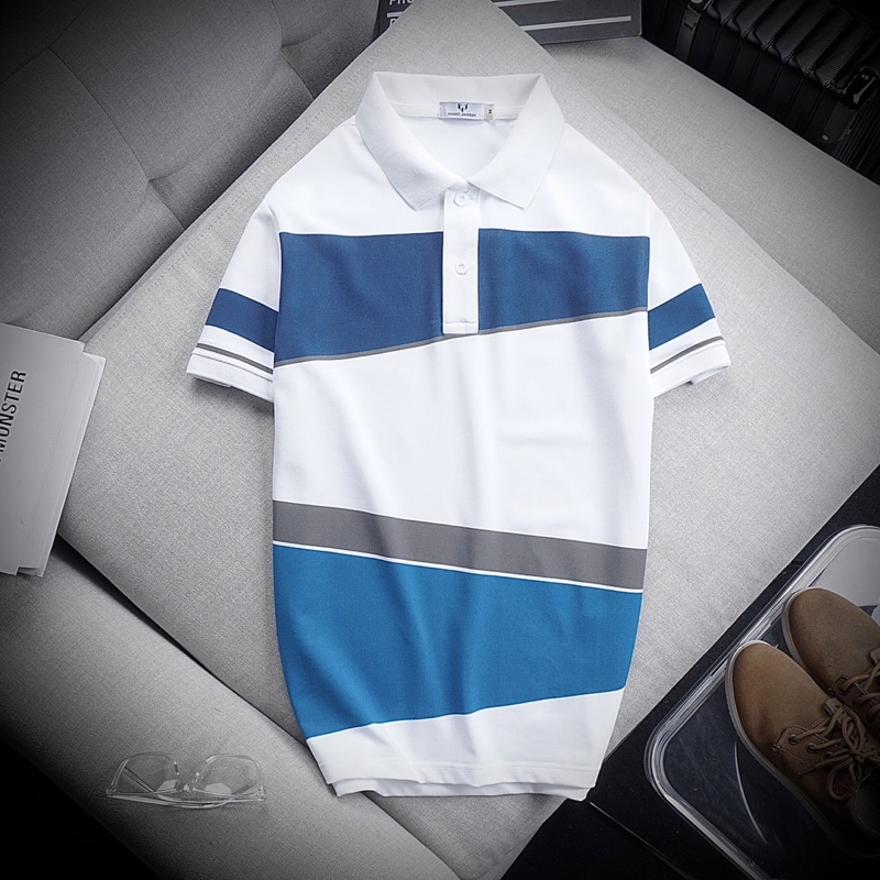 Áo polo nam phối màu CUBES big size 3xl 90kg thoải mái, áo phông áo thun nam cotton cao cấp THE BASIC