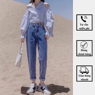 Quần jean baggy nữ cạp cao phong cách Hàn Quốc sành điệu