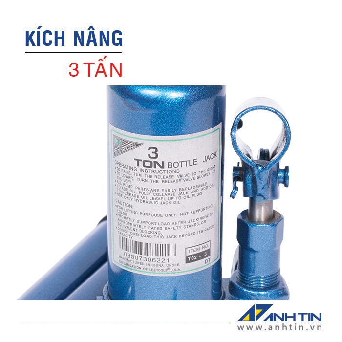 Con đội | Kích nâng xe ô tô xe tải | Kích thủy lực | 3 tấn | Chiều cao nâng 90mm | Chiều cao ren 70mm