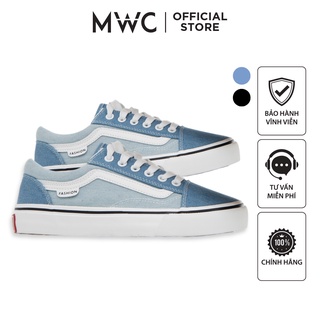 Giày Thể Thao Nữ Đế Bằng Sneaker Da Lộn Màu Đen Xanh Cá Tính MWC 0663