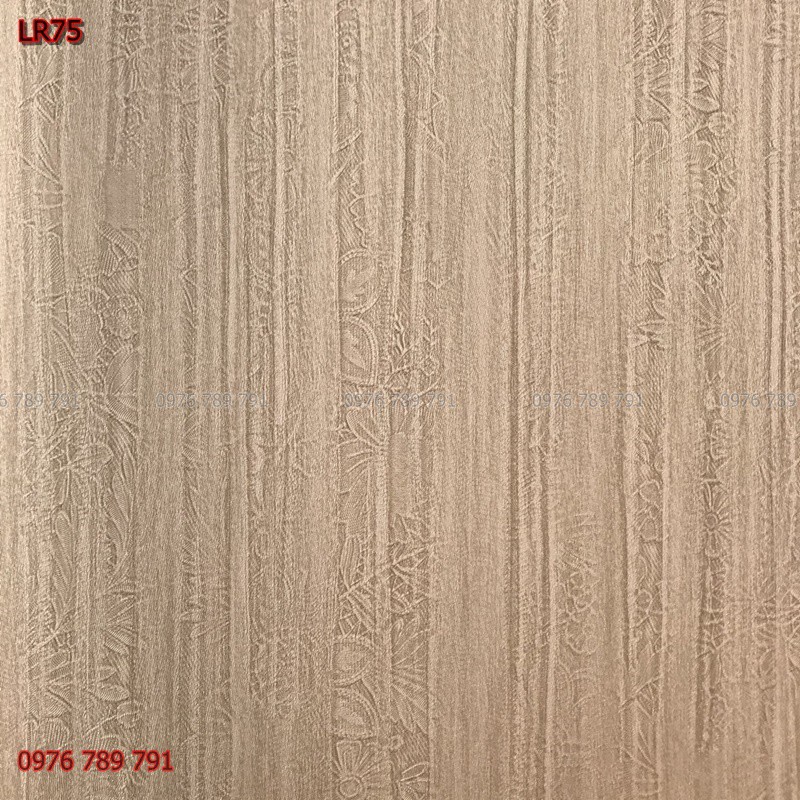 10M Giấy Dán Tường Trơn Sần Xước Vân Gỗ Dọc LR75 Lụa Không Keo Khổ Rộng 53 cm