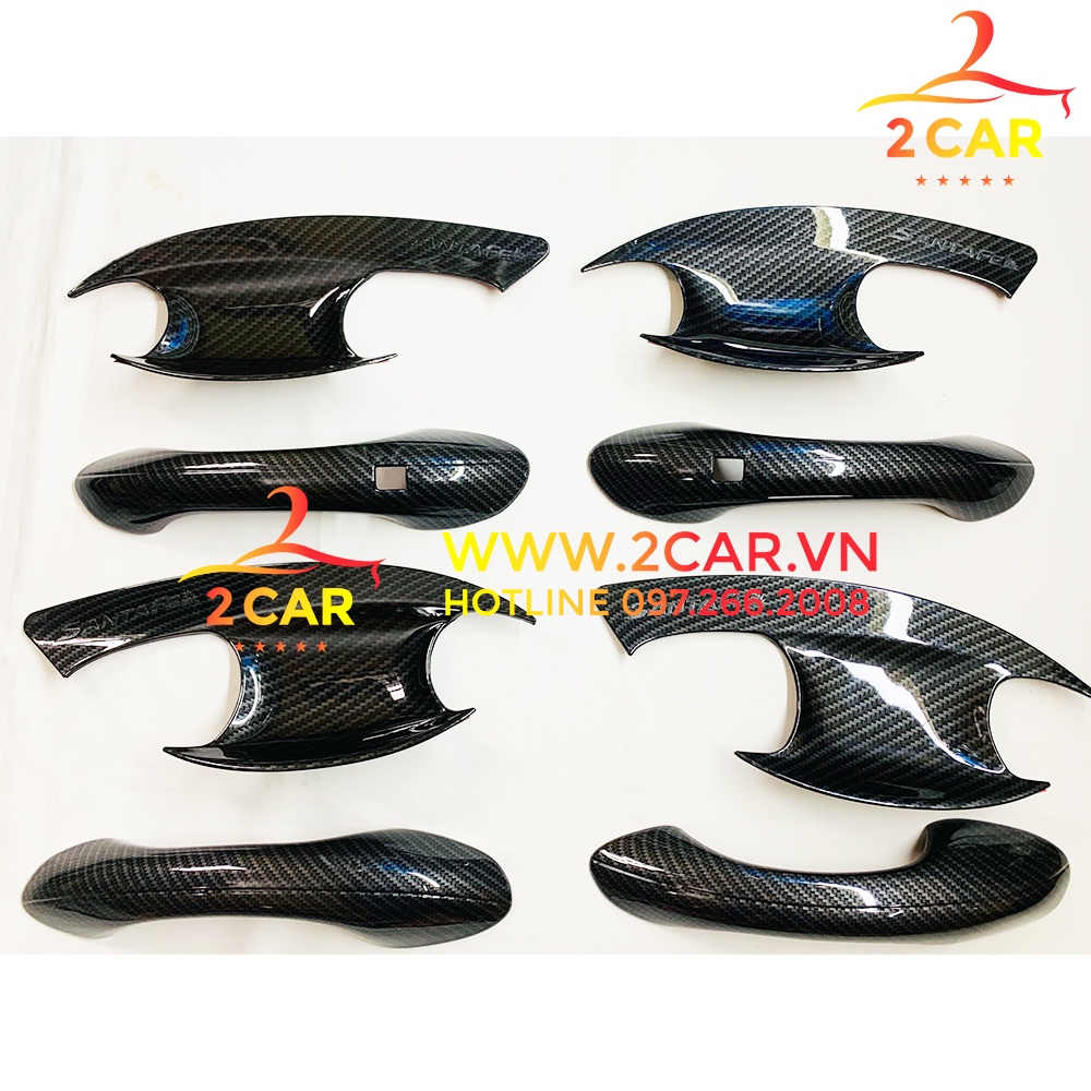 Ốp tay nắm, hõm cửa Huyndai Santafe 2019-2021 chất liệu nhựa Vân Carbon cao cấp