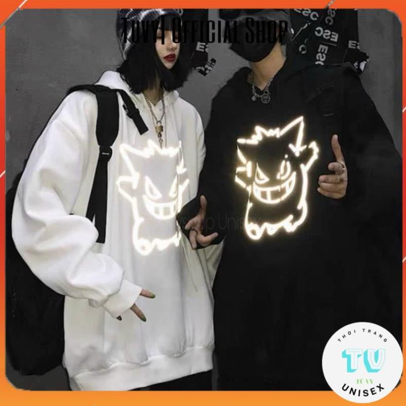 Hoodie nam FREESHIP Áo hoodie nỉ nam nữ form rộng unisex phản quang phát sáng nỉ dày in poocemon nhiều màu